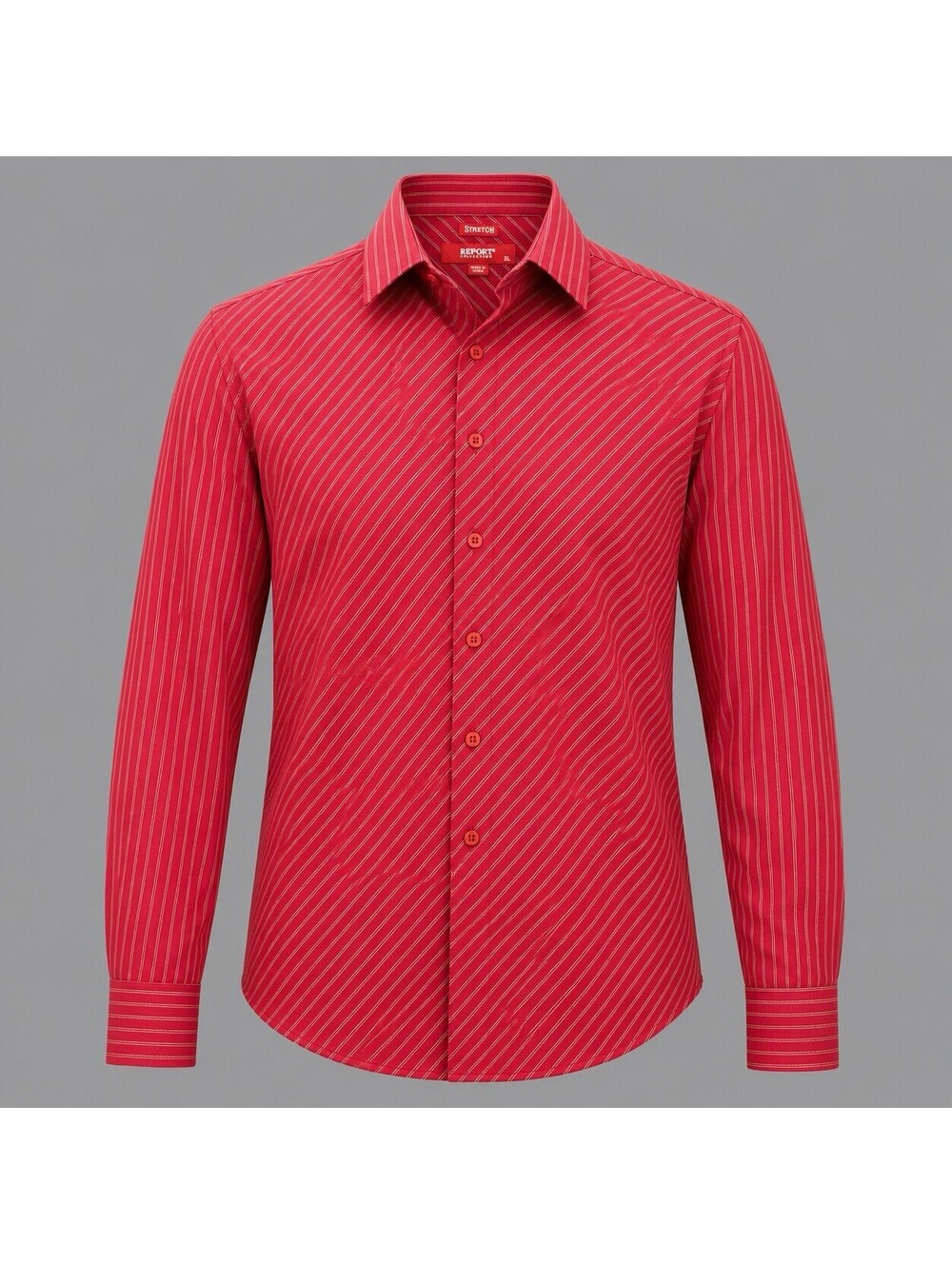 REPORT Collection Men’s XL Red Stripe Stretch Dress Shirt Long Sleeve Button Up